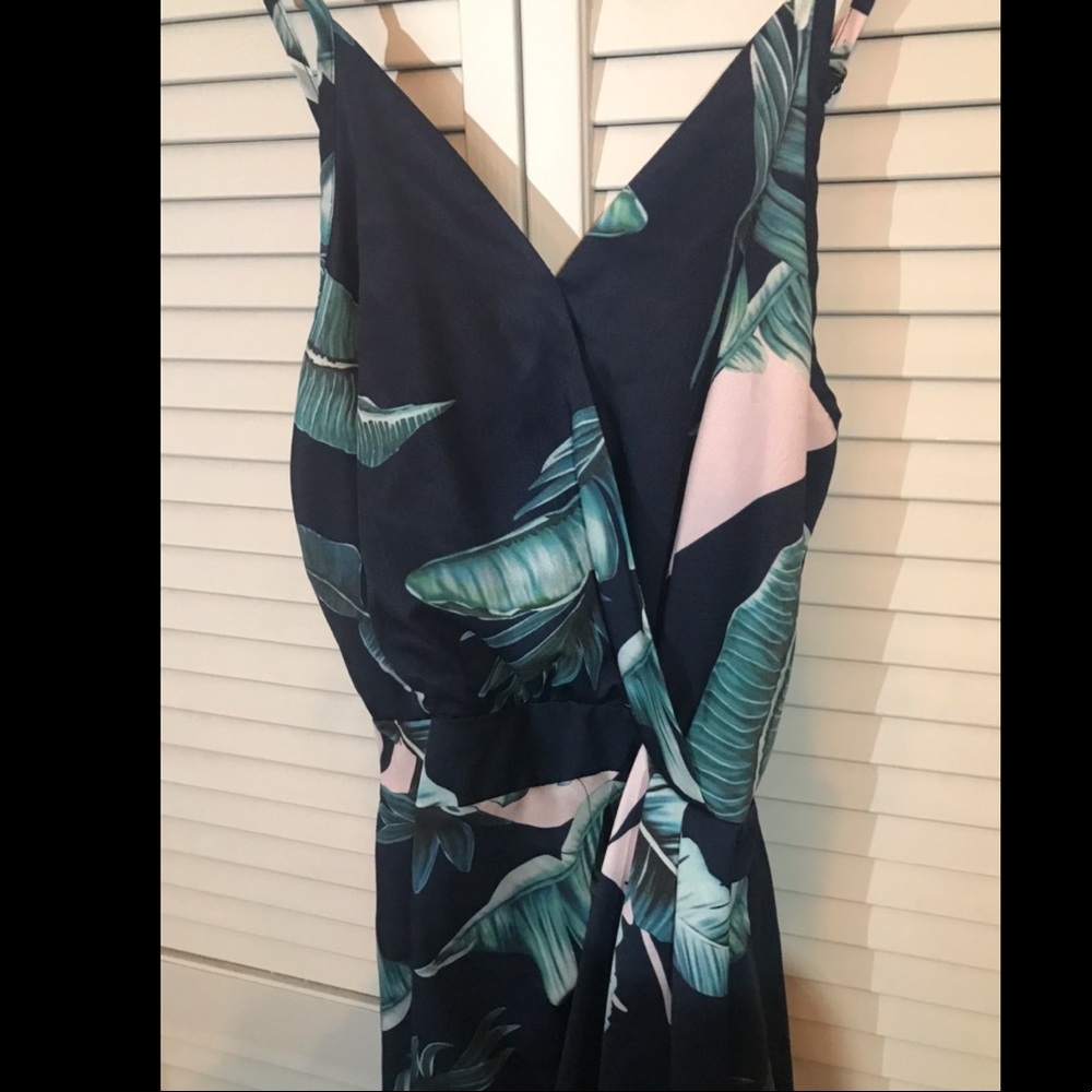 Maxi Faux Wrap Tropical Print Dress